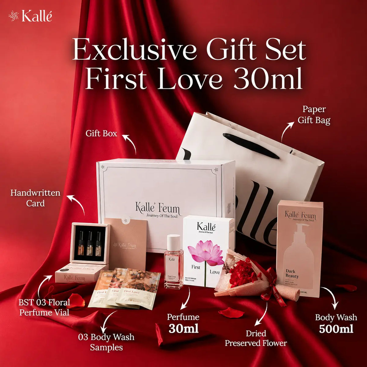 Luxury Perfume & Body Wash Gift Set with Gift Bag and Greeting Card | Kalle‘ Feum